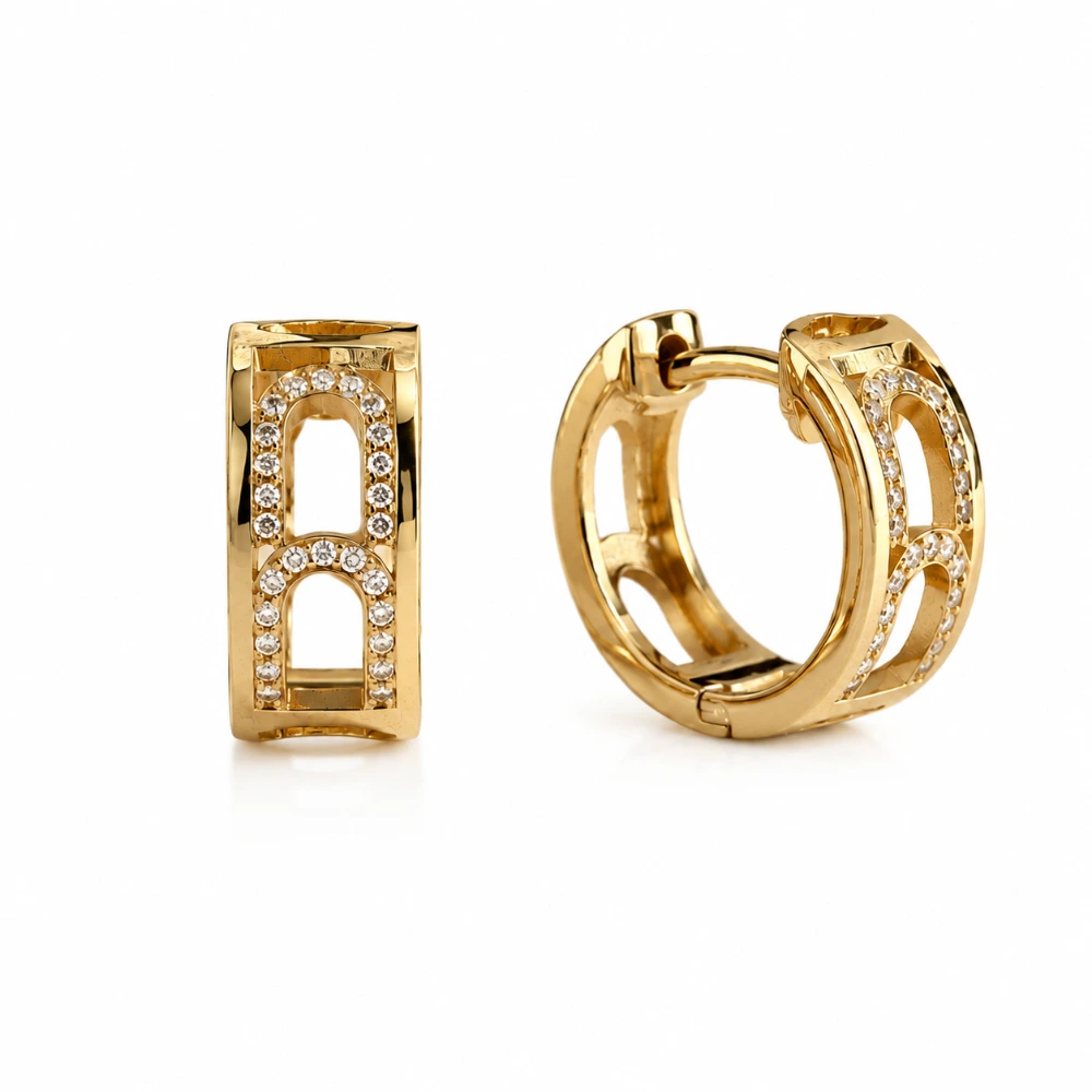 The Arch Huggies — Sepasang · 24 berlian 0,015 ct per sisi · Huggie 12 mm · Emas 18K
